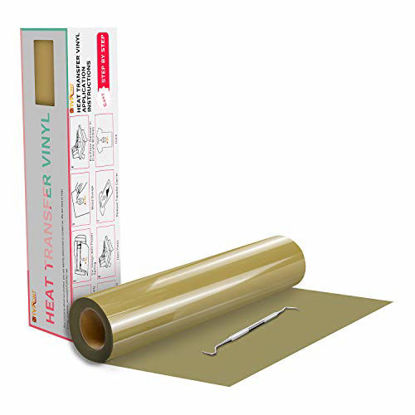 Picture of HTVRONT HTV Vinyl Rolls Heat Transfer Vinyl - 12" x 20ft Gold HTV Vinyl for Shirts, Iron on Vinyl for All Cutter Machine - Easy to Cut & Weed for DIY Heat Vinyl Design (Gold)