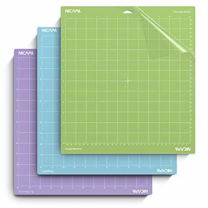 Picture of Nicapa Replacement Cutting Mat for Cricut Explore One/Air/Air 2/Maker (12x12 inch 3pack-StandardgripLightgripStronggrip) Adhesive&Sticky Non-Slip Flexible Square Gridded Cut Mats Set