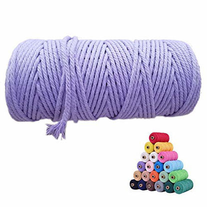 Picture of flipped 100% Natural Macrame Cotton Cord,3mm x109 Yard Twine String Cord Colored Cotton Rope Craft Cord for DIY Crafts Knitting Plant Hangers Christmas Wedding Décor (Purple, 3mm109yards)