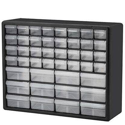 Picture of Akro-Mils 44 Drawer 10144, Plastic Parts Storage Hardware and Craft Cabinet, (20-Inch W x 6-Inch D x 16-Inch H), Black (1-Pack)