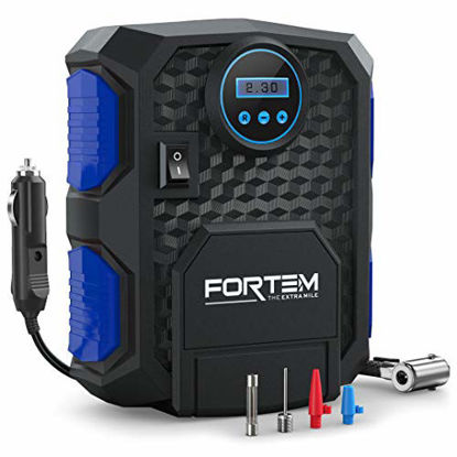Picture of FORTEM Digital Tire Inflator for Car w/Auto Pump/Shut Off Feature, Portable Air Compressor, Carrying Case (Blue)