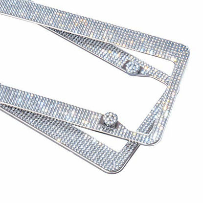 Picture of 2 Pack Handcrafted Crystal Premium Stainless Steel Bling License Plate Frame (Crystal)