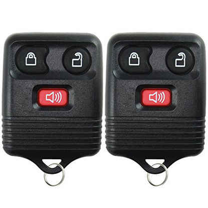 Picture of 2 Replacement Keyless Entry Remote Control Key Fob Clicker Transmitter 3 Button - Black