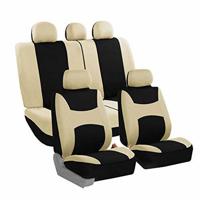 Picture of FH Group FB030BEIGEBLACK115 full seat cover (Side Airbag Compatible with Split Bench Beige/Black)