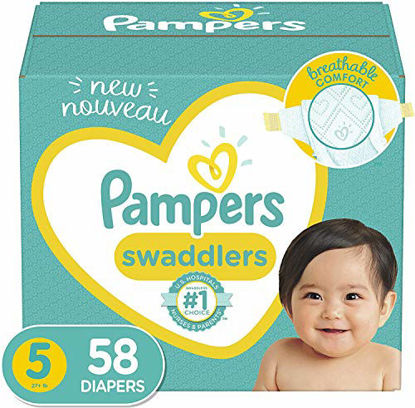 Picture of Diapers Size 5, 58 Count - Pampers Swaddlers Disposable Baby Diapers, Super Pack