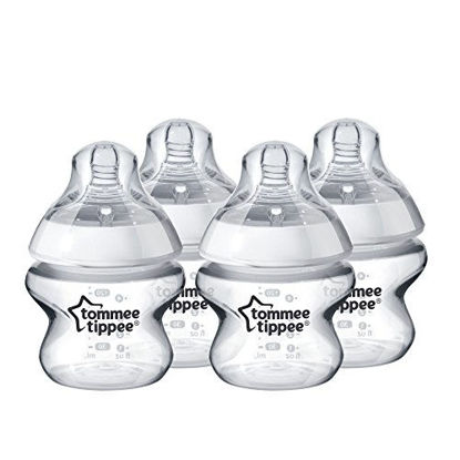 Picture of Tommee Tippee Closer to Nature Baby Bottle, Anti-Colic, Breast-like Nipple, BPA-Free - Extra Slow Flow, 5 Ounce (4 Count), Translucent (522568)