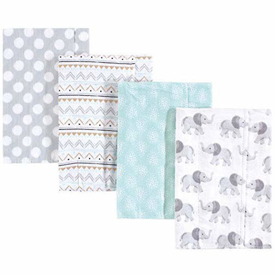 Picture of Hudson Baby Unisex Baby Cotton Flannel Burp Cloths, Gray Elephant, One Size