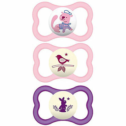 Picture of MAM I Love Daddy Collection Pacifiers (2 Pack, 1 Sterilizing Pacifier Case), MAM Pacifier 0-6 Months, Baby Pacifiers, Baby Boy, Best Pacifier for Breastfed Babies, Designs May Vary