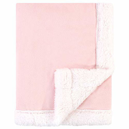 Picture of Hudson Baby Unisex Baby Plush Blanket with Sherpa Back, Light Pink White, One Size