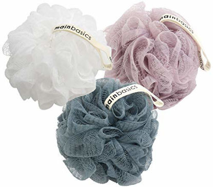 Picture of MainBasics Bath Shower Loofah Sponge Pouf Body Scrubber Exfoliator (Set of 3)