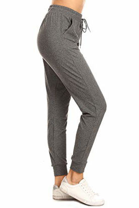 Picture of Leggings Depot JGA2-HCHARCOAL-S Heather Charcoal Solid Jogger Track Pants w/Pockets, Small