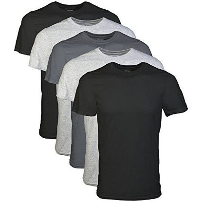 Picture of Gildan mens Crew T-shirt Multipack Undershirt, Assorted Black/Grey (5 Pack), Large US