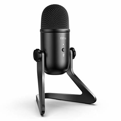 Picture of FIFINE USB Podcast Microphone for Recording Streaming on PC and Mac,Condenser Computer Gaming Mic for PS4.Headphone Output&Volume Control,Mic Gain Control,Mute Button for Vocal,YouTube.(K678)