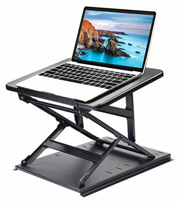 Picture of HUANUO Adjustable Laptop Stand for Desk - Easy to Sit or Stand with 9 Adjustable Angles, Laptop Riser Reduces Neck Pain, Fits 15.6 Inch Laptop & Notebook, Height Adjustable Computer & Tablet Riser