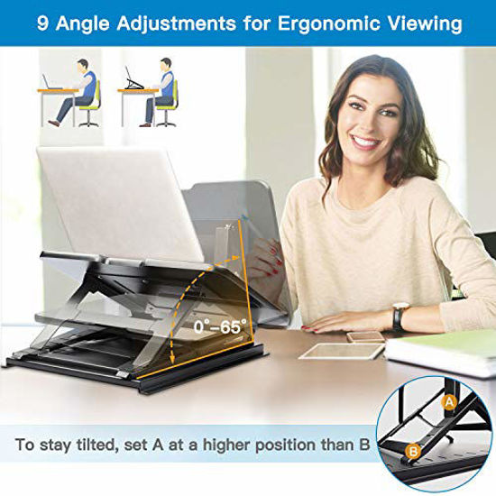 GetUSCart HUANUO Adjustable Laptop Stand for Desk Easy to Sit or