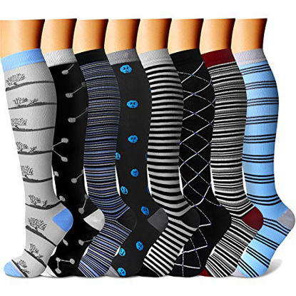 Picture of CHARMKING Compression Socks for Women & Men Circulation 15-20 mmHg is Best Graduated Athletic for Running, Flight Travel, Support, Pregnant, Cycling - Boost Performance, Durability (S/M, Multi 24)