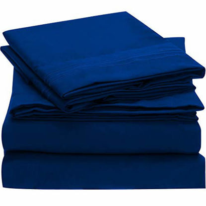 Picture of Mellanni Bed Sheet Set - Brushed Microfiber 1800 Bedding - Wrinkle, Fade, Stain Resistant - 3 Piece (Twin, Imperial Blue)