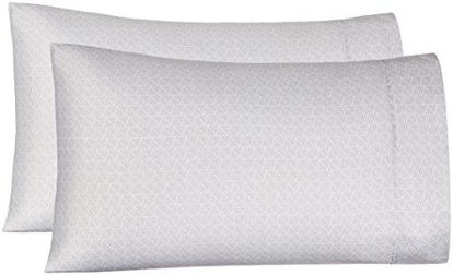 Picture of Amazon Basics Lightweight Super Soft Easy Care Microfiber Pillowcases - 2-Pack, Standard, Grey Crosshatch