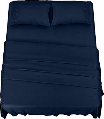 Picture of Utopia Bedding Bed Sheet Set - 4 Piece Full Bedding - Soft Brushed Microfiber Fabric - Shrinkage & Fade Resistant - Easy Care (Full, Navy)