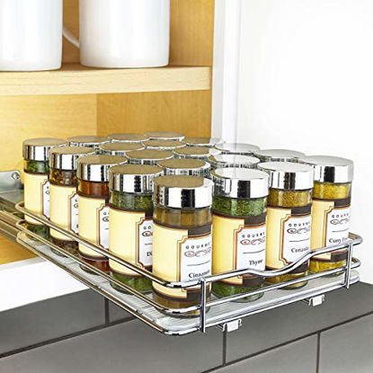 Picture of Lynk Professional Slide Out Spice Rack Upper Cabinet Organizer-8-inch Wide, 8-1/4" Single, Chrome