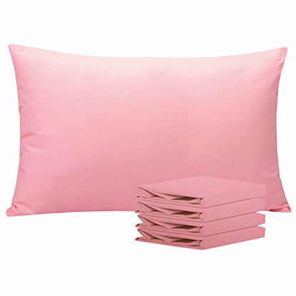 Picture of NTBAY Queen Pillowcases Set of 4, 100% Brushed Microfiber, Soft and Cozy, Wrinkle, Fade, Stain Resistant with Envelope Closure, 20"x 30", Pink