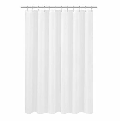 Picture of N&Y HOME Fabric Shower Curtain Liner Shorter Size 68 inches Height, Hotel Quality, Washable, White Bathroom Curtains with Grommets, 70x68