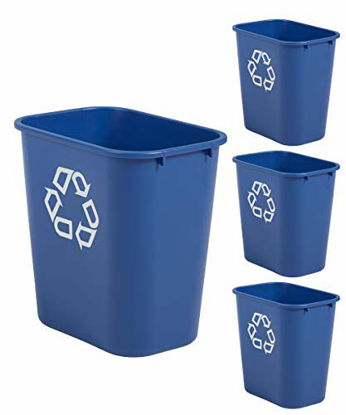 Picture of Rubbermaid Commercial Products Deskside Office Wastebasket Trash Can, 7 Gallon, Recycle Blue, 4-Pack, 2136360