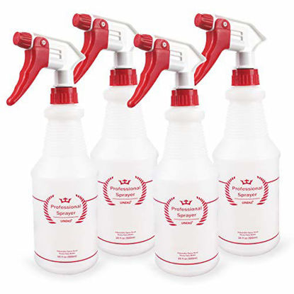 Picture of Uineko Plastic Spray Bottle (4 Pack, 16 Oz, All-Purpose) Heavy Duty Spraying Bottles Leak Proof Mist Empty Water Bottle for Cleaning Solution Planting Pet with Adjustable Nozzle and Measurements