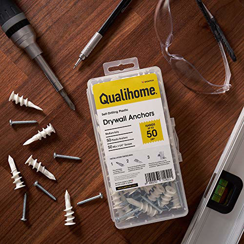 GetUSCart Plastic Self Drilling Drywall Anchors with Screws Kit, 100