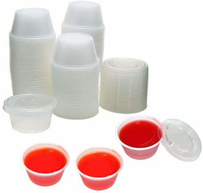 Picture of Polar Ice 100 Count Plastic Jello Shot Cups with Lids, 2-Ounce (100, Translucent)