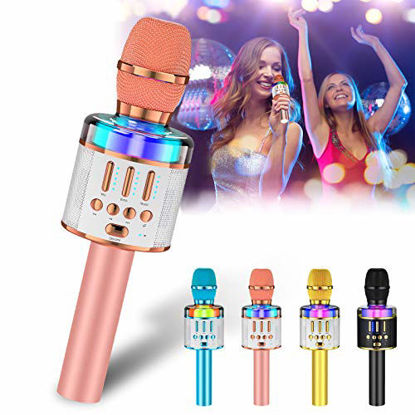 Picture of Verkstar Microphone for Kids & Adult Wireless Bluetooth Handheld Karaoke Mic with LED Lights Magic Singing and Recording Speaker Machine for Party/Wedding/Christmas