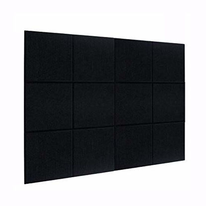 Picture of DEKIRU New 12 Pack Acoustic Foam Panels, 12 X 12 X 0.4 Inches Soundproofing Insulation Absorption Panel High Density Beveled Edge Sound Panels, Acoustic Treatment for Home&Offices (Black)