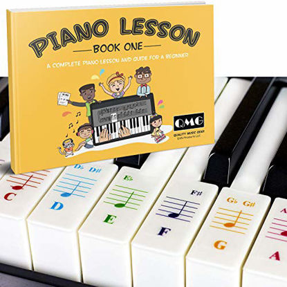 Picture of Color Piano and Keyboard Stickers and Complete Color Note Piano Music Lesson and Guide Book for Kids and Beginners; Designed and Printed in USA