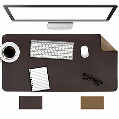 Picture of Non-Slip Desk Pad, Waterproof PVC Leather Desk Table Protector, Ultra Thin Large Mouse Pad, Easy Clean Laptop Desk Writing Mat for Office Work/Home/Decor(Dark Brown, 31.5" x 15.7")