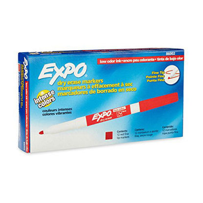 Picture of EXPO 86002 Sanford EXPO Low Odor Dry Erase Marker, Fine Point, Red, Box of 12