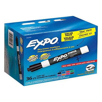 Picture of EXPO Low-Odor Dry Erase Markers, Chisel Tip, Assorted Colors, 36 Pack