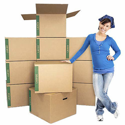 Picture of Large Moving Boxes Pack of 12 with Handles- 20x20x15 - Cheap Cheap Moving Boxes