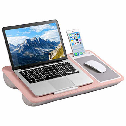 Picture of LapGear Home Office Lap Desk with Device Ledge, Mouse Pad, and Phone Holder - Pink - Fits Up to 15.6 Inch Laptops - Style No. 91584