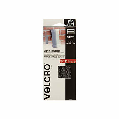 Picture of VELCRO Brand Outdoor Heavy Duty Strips | 4 x 1 Inch Pk of 10 | Holds 15 lbs | Titanium Extreme Hook and Loop Tape Industrial Strength Adhesive | Weather Resistance for Rough Surfaces (90812)