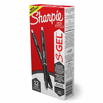 Picture of Sharpie S-Gel, Gel Pens, Fine Point (0.5mm), Black Ink Gel Pen, 12 Count