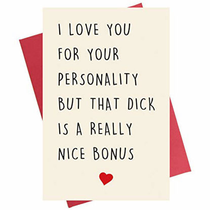 Picture of Naughty Anniversary Card, Funny Rude Birthday Valentine's Card for Husband Boyfriend Him Fiance Men