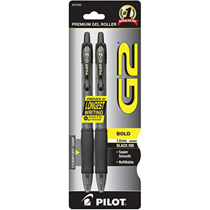 Picture of PILOT G2 Premium Refillable & Retractable Rolling Ball Gel Pens, Bold Point, Black Ink, 2-Pack (31250)