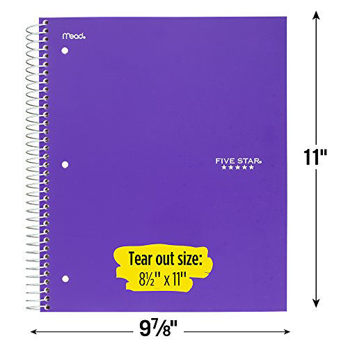 GetUSCart- Five Star Spiral Notebook, 5 Subject, College Ruled Paper ...