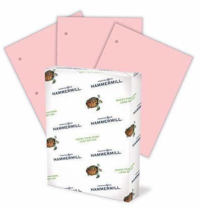 Picture of Hammermill Colored Paper, 20 lb Pink Printer Paper, 3 Hole - 1 Ream (500 Sheets) - Made in the USA, Pastel Paper