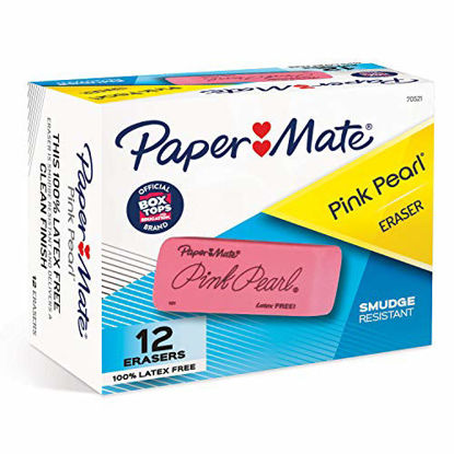 Picture of Paper Mate Pink Pearl Erasers, Large, 12 Count