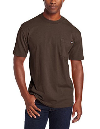 Picture of Dickies mens Short Sleeve Heavyweight Crew Neck Pocket T-shirt fashion t shirts, Chocolate, XX-Large Tall US