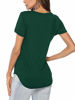 Picture of Amoretu Women's V Neck Shirts Short Sleeve Plain Summer Blouses Tops(Green,2XL)