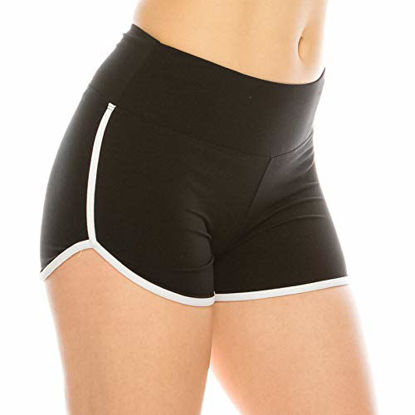 Picture of ALWAYS Women Riverdale Merchandise Yoga Shorts - Premium Soft Stretch Dolphin Workout Cheerleader Dance Volleyball Short Pants with Stripes Black White S