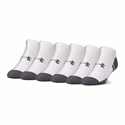 Picture of Under Armour Adult Resistor 3.0 No Show Socks , White/Graphite (6-Pairs) , Medium
