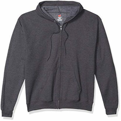 Picture of Hanes Men's Full-Zip Eco-Smart Fleece Hoodie, Charcoal Heather, X Large